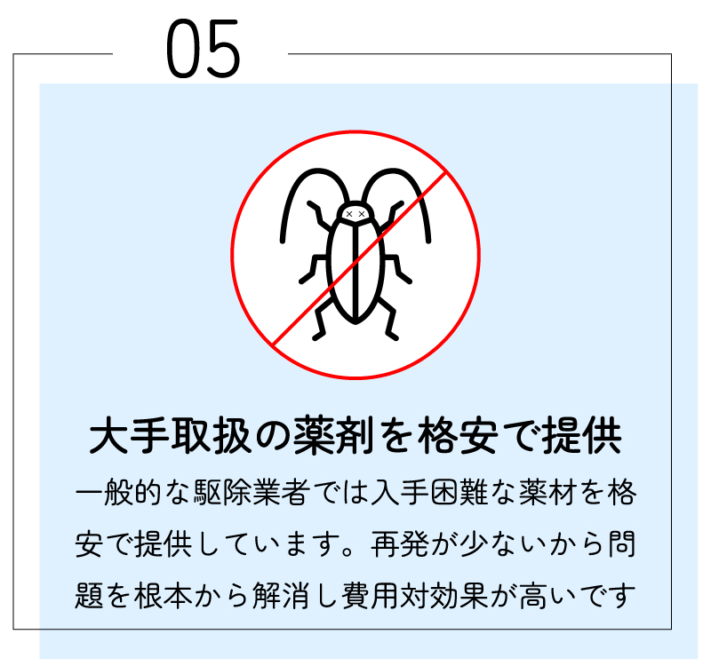 5.大手取扱の薬剤を格安で提供